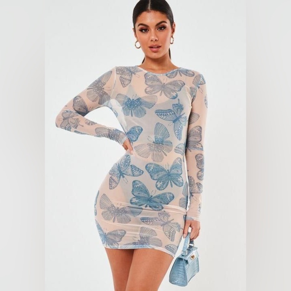 Missguided butterfly mesh dress